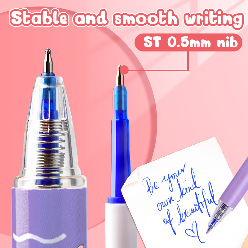 มีสินค้าพร้อมส่งในประเทศไทย   ปากกาลบได้ หมึกสีน้ำเงิน 0.5 มม. แบบกด แห้งเร็ว เครื่องเขียนนักเรียน แพ็ค 12 ด้าม ราคา ถูกที่สุด ดีลบีเคเค แกลเลอรีภาพที่ 4