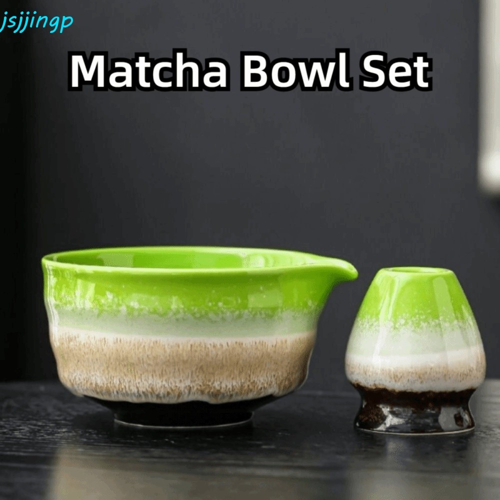 JSJJINGP Matcha Bowl Set 2 Piece Smooth Ceramic Craft Matcha Tools Japanese Traditional Portable Reu
