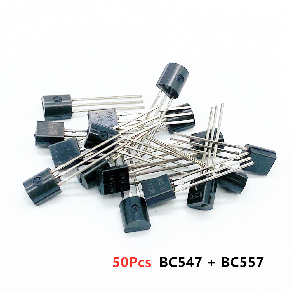 (50Pcs/lot)BC547+BC557 Each 25Pcs BC547B BC557B NPN PNP Transistor TO-92 Power Triode Transistor kit