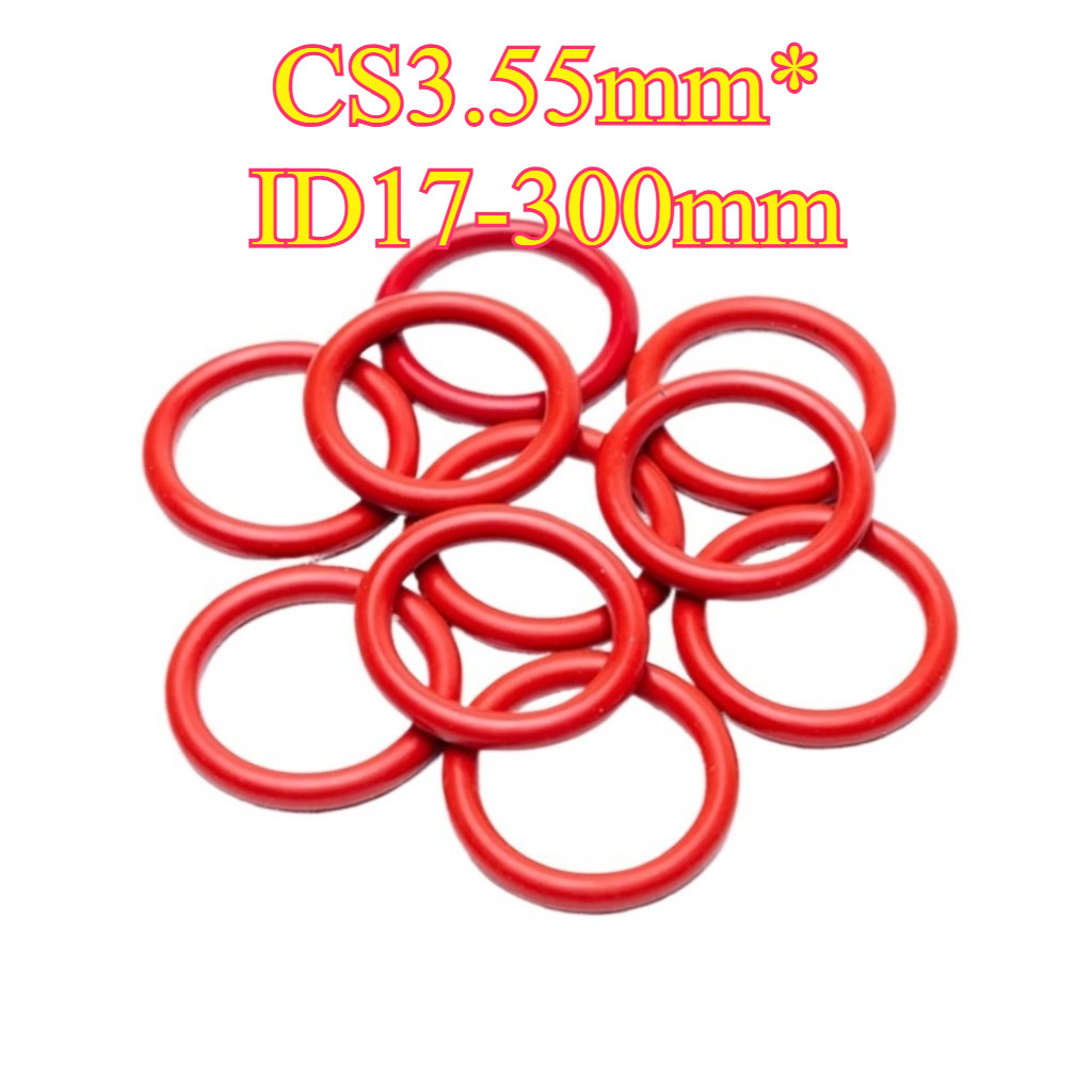 แหวนซีลโอริงซิลิโคนสีแดง CS3.55 มม.* ID17-300 มม.แหวนกันน้ําทนอุณหภูมิสูงปิดผนึกส่วนประกอบ[BW-TH]