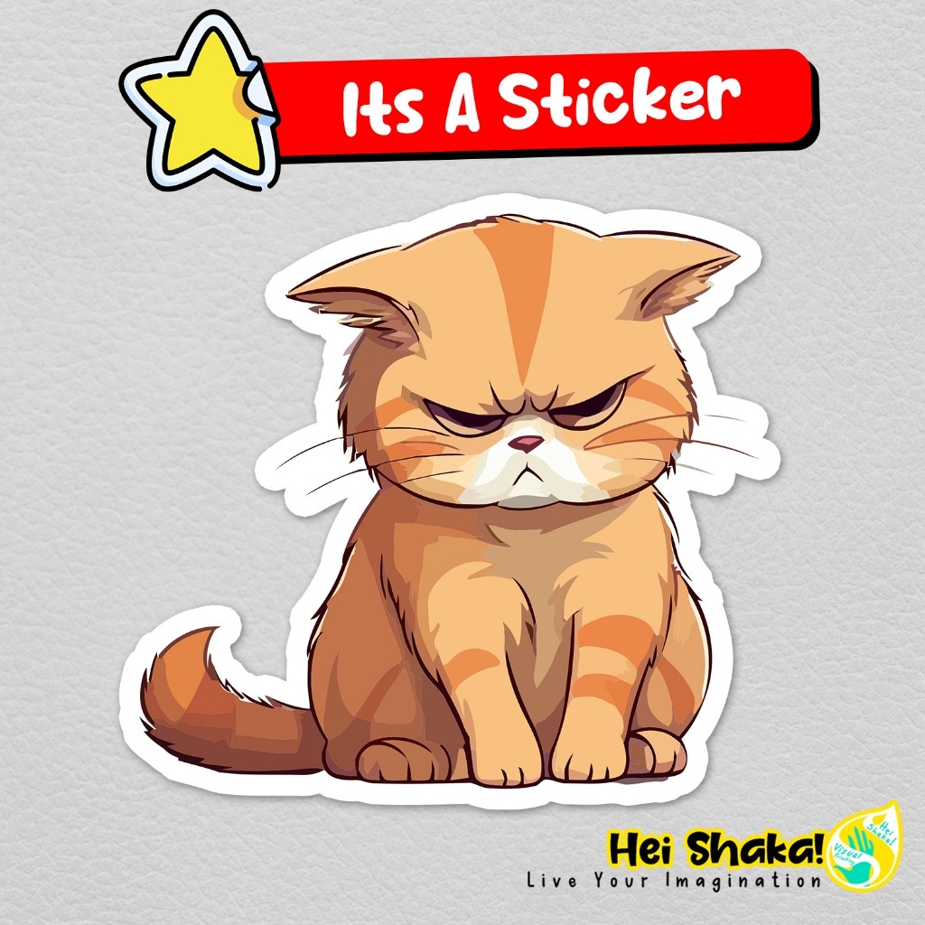 Grumpy Orange Cat Sticker Cat Lovers Anabul ไวนิลกันน้ํา