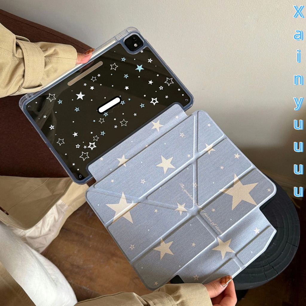 ส่วนบุคคล Denim Blue Star 3 + Y ฝาครอบอะคริลิคสําหรับ IPad10.2 Shell Ipad10th 5th ฝาครอบ Mini6/7 Air11 M2/3 ฝาครอบ Air4/5 10.9 Anti-fall กรณี IPadPro11 M2 Ipad11th Air7 Anti-bending ฝาครอบ