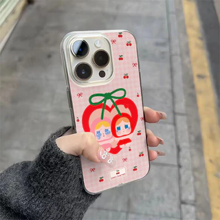 เคสไอโฟน 15 สำหรับ iPhone 11 17 13 14 12 Pro Max 16 15 14 Plus 15 13 16 12 Pro หวานแหววขี้แยเชอร์รี่โบว์ผูกปกใหม่
