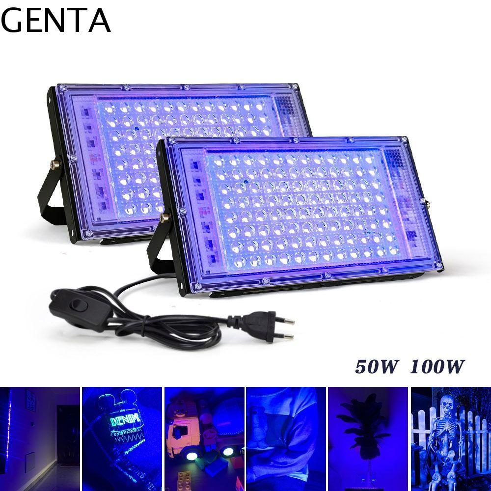 GENTA UV Lamp, 50W/100W ไฟ UV Floodlight, Night Light 395nm 120 Glow UV Stage Lamp Christmas
