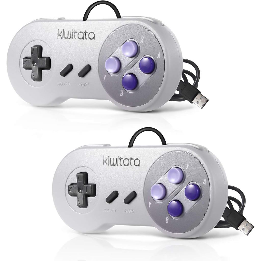 KIWITA 2X คลาสสิก SNES USB Controller สําหรับเกม PC, Retro SNES แบบมีสาย USB เกม Emulator Controller