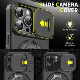 เคสโทรศัพท์แบบตั้งแม่เหล็ก iPhone 17 Pro Max Air 14 15 16 Pro Max 15 16 Plus 16e เคสกันกระแทกแบบสไลด์ป้องกันกล้อง