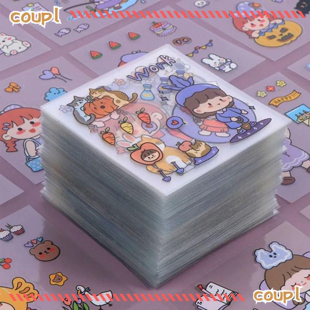 COUPL 10/20/50 ชิ้นสติกเกอร์ PVC,โปร่งใสรูปแบบการ์ตูนน่ารักโน้ตบุ๊คตกแต่ง,กันน้ํา DIY สมุดภาพตกแต่งโทรศัพท์ขวดน้ําตกแต่งสําหรับเด็กชายหญิง