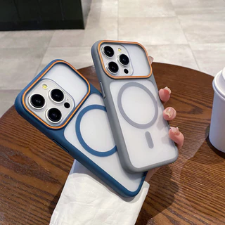 ป้องกันลายนิ้วมือหน้าต่างขนาดใหญ่ frosted Magnetic hard Case สําหรับ iPhone 17 16 15 14 13 12 11 Pro Max Plus Air casing ฝาครอบแม่เหล็กสําหรับ iPhone17 กรณี