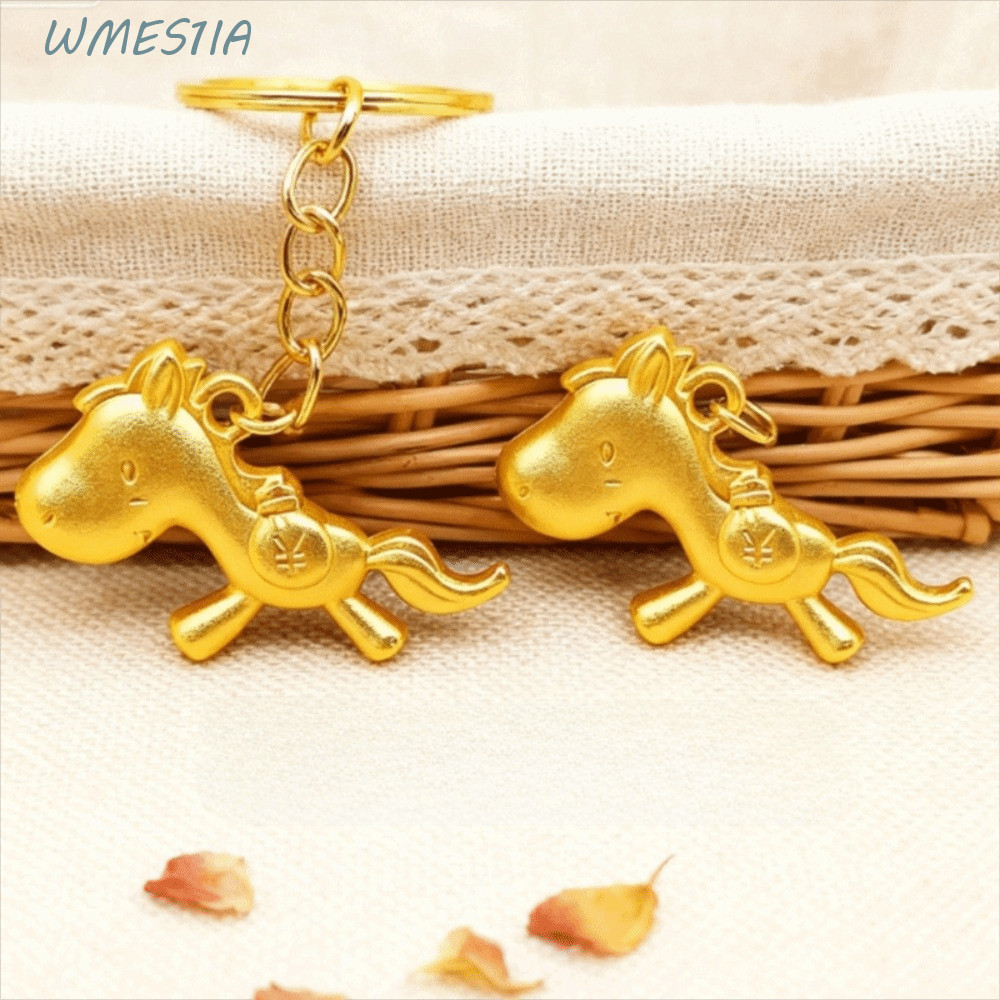WMES1IA นักษัตรจีนแหวน, Feng Shui กระเป๋า Charm Lucky Horse กระเป๋าจี้, กุญแจรถจี้ความมั่งคั่งประณีต Vintage ทอผ้าพวงกุญแจปีใหม่