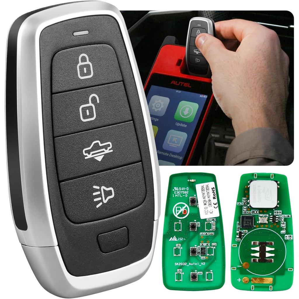 2025 Autel MaxiIM IKEYAT004AL กุญแจเปล่าโปรแกรม 360° รีโมท 130FT, 4 ปุ่ม Universal Fob เปลี่ยนสําหรั