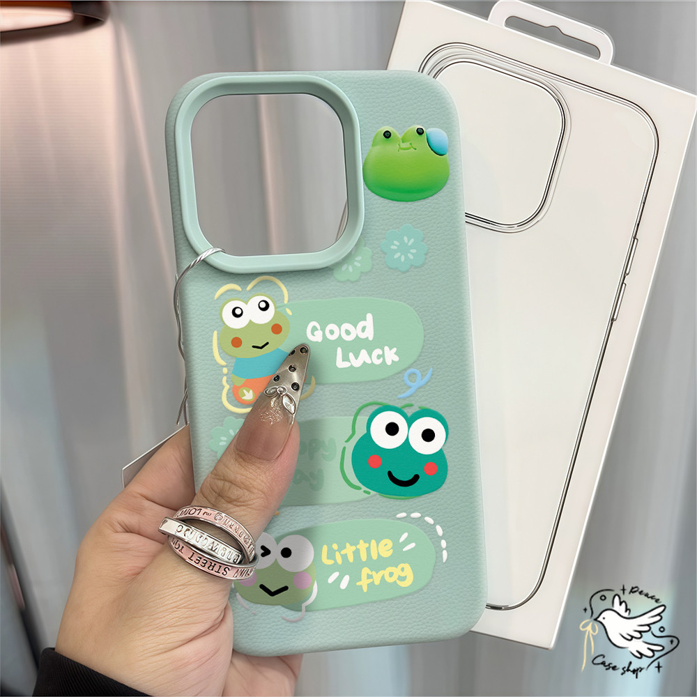 COD-ในไทย💥กบที่น่ารัก For iPhone 11 12 13 14 15 16 17 Pro Max Plus XS XR เคส เคสโทรศัพท์พื้นผิวลิ้นจี่ กันกระแทก Unisex