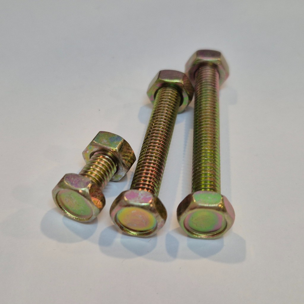 SALES [100PCS PACKAGE] สลักเกลียวสีเหลืองและถั่ว 6x50 / สลักเกลียวสีเหลือง M6 / BMK / Hex Bolts / He
