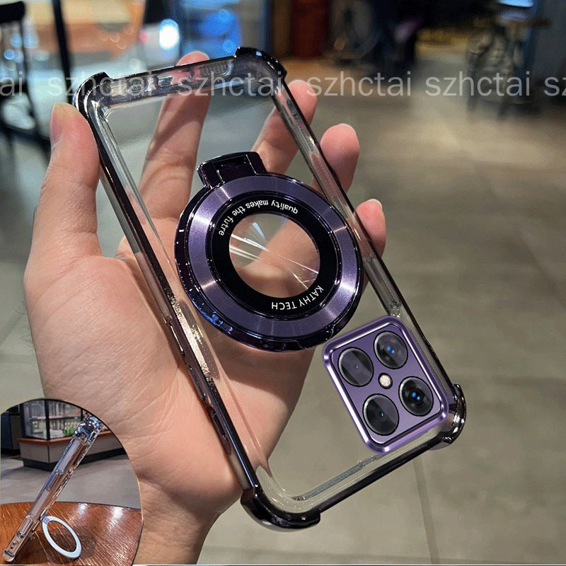 เคสสําหรับ Honor X8 4G 5G X8b X8a Honor X8C 5G เคสโทรศัพท์ Softcase พร้อมที่วางขาตั้งแม่เหล็กหรูหราสี่มุม Anti Fall กันกระแทก Clear ป้องกันปกหลัง