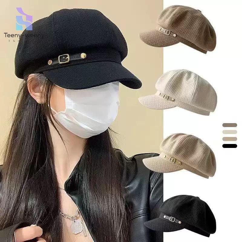 หมวกสไตล์เรโทร Newsboy แบบ Duckbill Beret สำหรับฤดูใบไม้ร่วงและฤดูหนาว