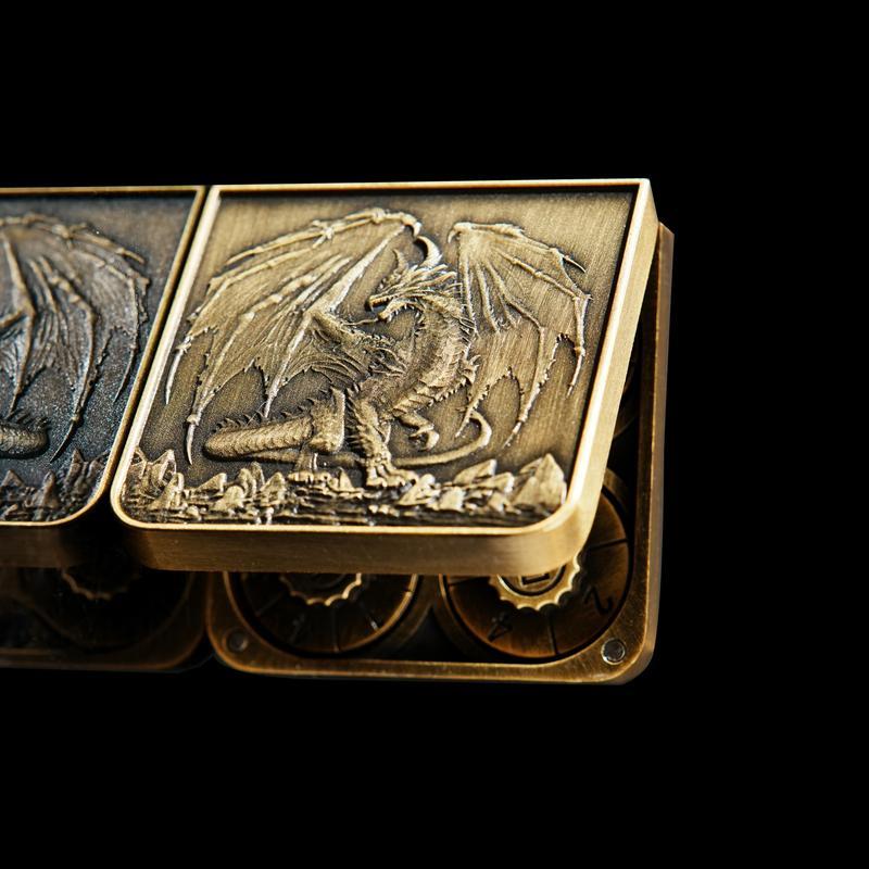 YEMKO 7-in-1 Folding Spinner Metal DND Dice Set – Pocket-Sized Compact Design with D4, D6, D8, D10, 