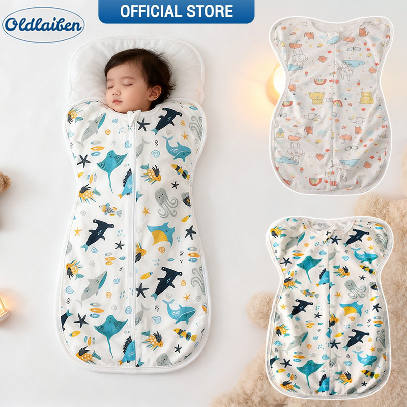 Oldlaiben ถุงนอนกันสะดุ้ง ถุงนอนสำหรับเด็กแรกเกิด ถุงนอนเด็ก ผ้าผ้าย ผ้าห่อตัวเด็ก ถุงนอนเด็กแรกเกิด