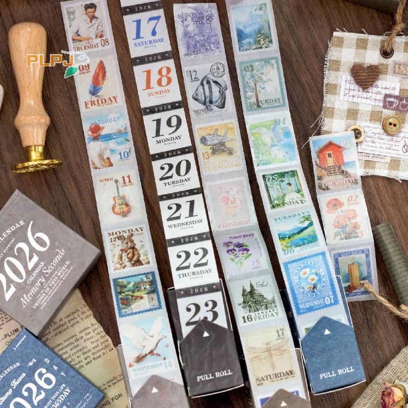 PLPJ Journal GO 365pcs Vintage 365 วันชีวิตทุกวัน Washi สติกเกอร์เทปสําหรับ Collage Junk Journal Pla
