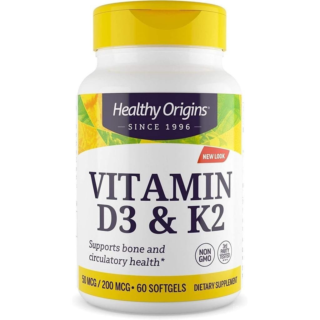 Healthy Origins Vitamin D3 และ K2-Vitamin D3, 50 Micrograms-Vitamin K2, 200 Micrograms-Vitamin D และ