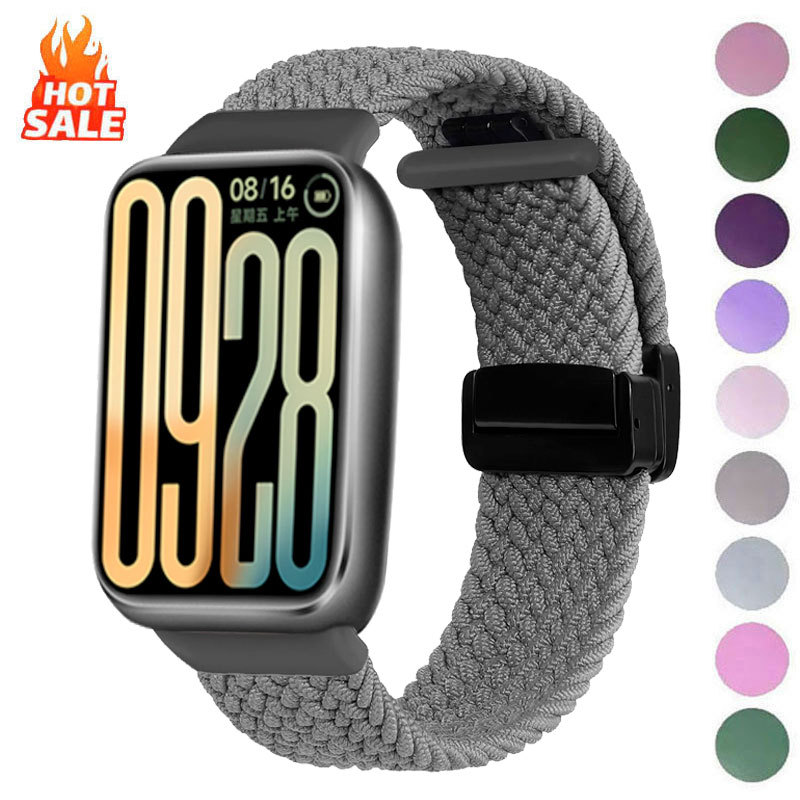ไนลอนถักแม่เหล็กหัวเข็มขัดสําหรับ Xiaomi Band 8 Pro/9 Pro Watchband Breathable สายรัดข้อมือแบบปรับได้สําหรับ Redmi Watch 6/5/4