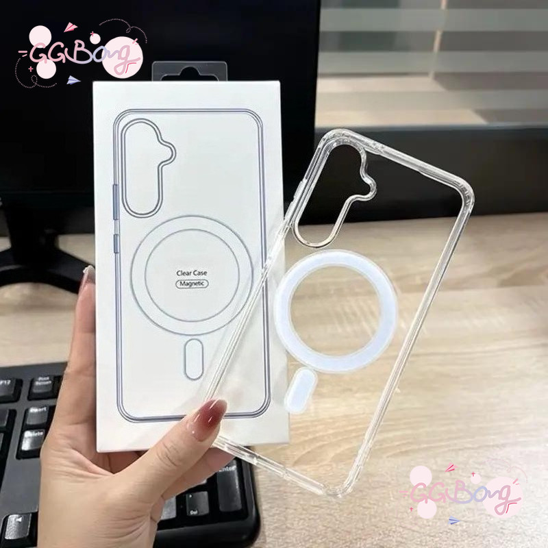 เคสไอโฟน17สำหรับ iPhone 17 AIR 11 13 14 15 16 Pro Max 15 16 7 Plus X XR XS Max เคสชาร์จแม่เหล็กใสแบบเต็มรูปแบบเรียบง่าย