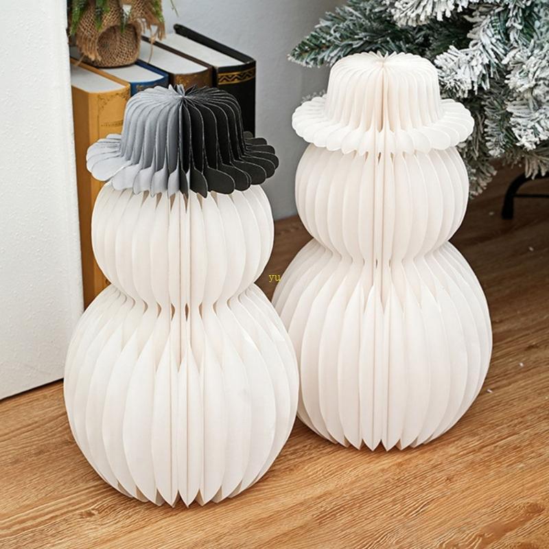 Yu Honeycomb Snowman เครื่องประดับคริสต์มาสสําหรับแสดงชั้นวางหน้าต่างตามฤดูกาล
