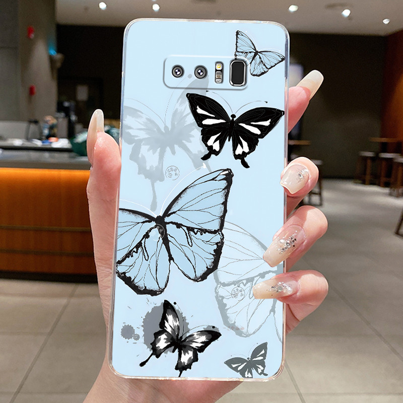 สําหรับ Samsung Galaxy Note8 Note9 ดอกไม้สวยผีเสื้อเคสโทรศัพท์สําหรับ Samsung Note 8 Note 9 ซิลิโคนอ่อนนุ่มโปร่งใส TPU Jelly Cover - รูปที่ 7