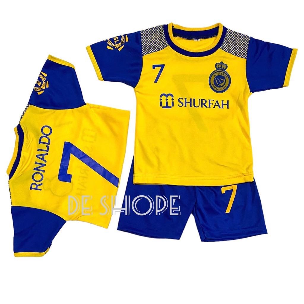 RONALDO KIDS FOOTBALL SHIRT SET ใหม่ล่าสุด RONALDO SHIRT SET / AL NASSR FOOTBALL SHIRT