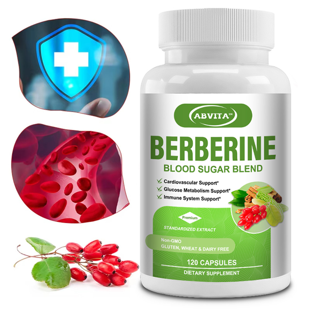 ABVITA เบลนด์น้ําตาลในเลือด Berberine 1500MG ,120 ชิ้นหัวใจ,หัวใจหัวใจหัวใจ,โรคหลอดเลือดสมองที่ดีในระบบทางเดินอาหาร