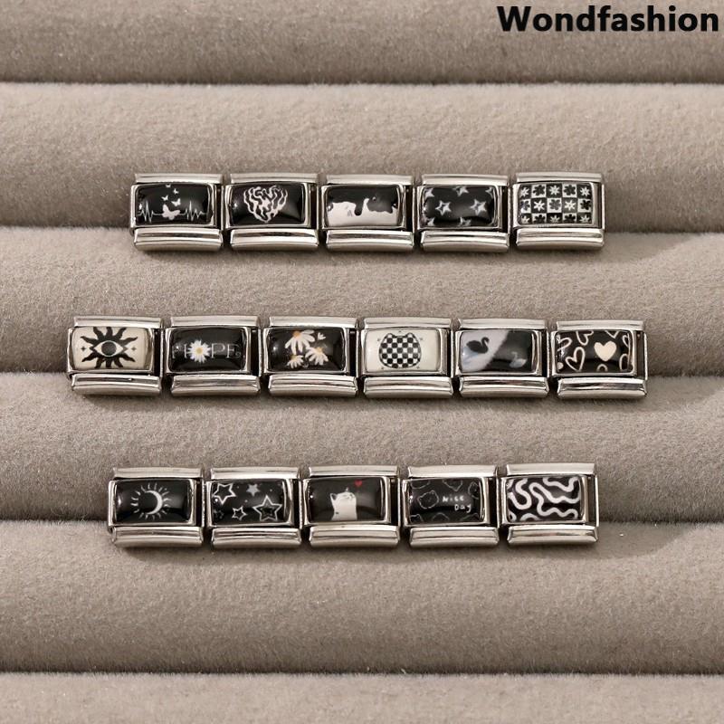 สร้อยข้อมือสแตนเลสหงส์และดอกไม้สไตล์อิตาเลียน ขนาด 9 มม. เหมาะสำหรับ DIY และการตกแต่ง retro