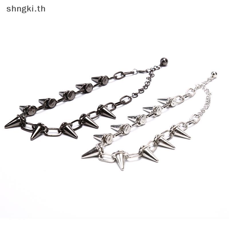 SHNGKI ใหม่ Spike Rivet Punk สร้อยคอ Goth Rock Biker Link Chain Choker เครื่องประดับ null