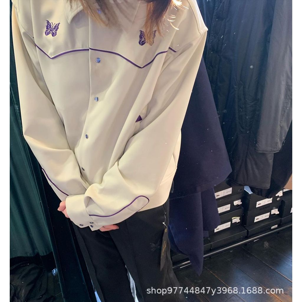 Needles track Milk White Embroidered Casual Palace Style Jacket Short Suit Jacket for Men and Women