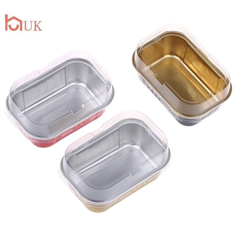 UK 10 ชิ้น 168 มิลลิลิตรสี่เหลี่ยมอลูมิเนียมฟอยล์เบเกอรี่ถ้วยทนความร้อน Cupcake Liner แม่พิมพ์ขนมเค้