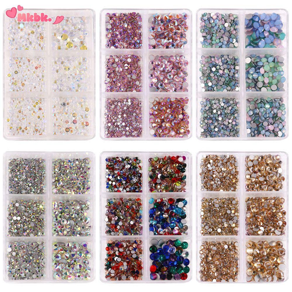 MKBK 1000 ชิ้นเล็บเพชรแก้วหิน ss6-ss20 แบนกลับ AB คริสตัล