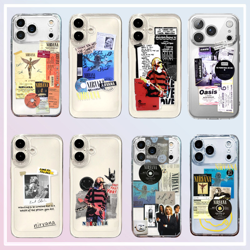 Banda Nirvana Oasis เคสโทรศัพท์สําหรับ iPhone 16E 16 Pro Max 6 6S 7 8 Plus X XS MAX XR SE4 ซิลิโคนอ่อนนุ่มฝาครอบใส