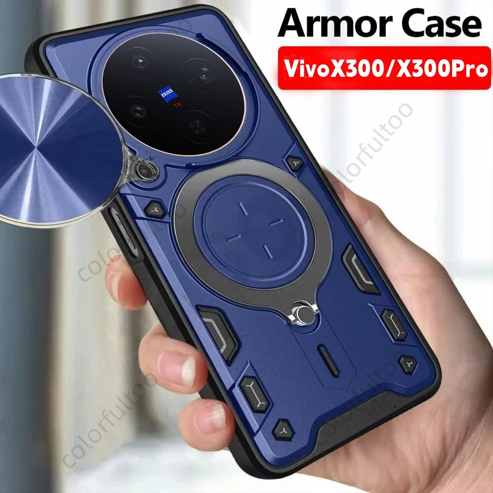 หรูหราสไลด์กดดึงกล้องปกป้องเคสโทรศัพท์สําหรับVivo X300 Pro X300Pro X 300 X300FE X300Ultra 5Gเกราะฮาร์ดพีซีกันชนกันกระแทกปลอกโลหะแหวนยึดปกหลัง