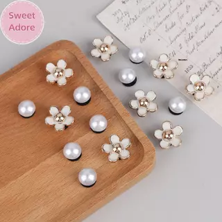 SweetAdore 16 ชิ้น ชุดอุปกรณ์เสริมรองเท้า ลายดอกไม้และไข่มุก 3D สำหรับการตกแต่งรองเท้าในฤดูร้อน