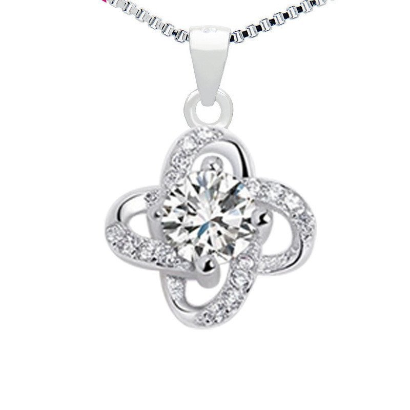 อุปกรณ์เงินเครื่องประดับเพทายสร้อยคอผู้หญิง S925 Lucky Clavicle Chain จี้กลีบสั้นสไตล์ All-Match แฟช