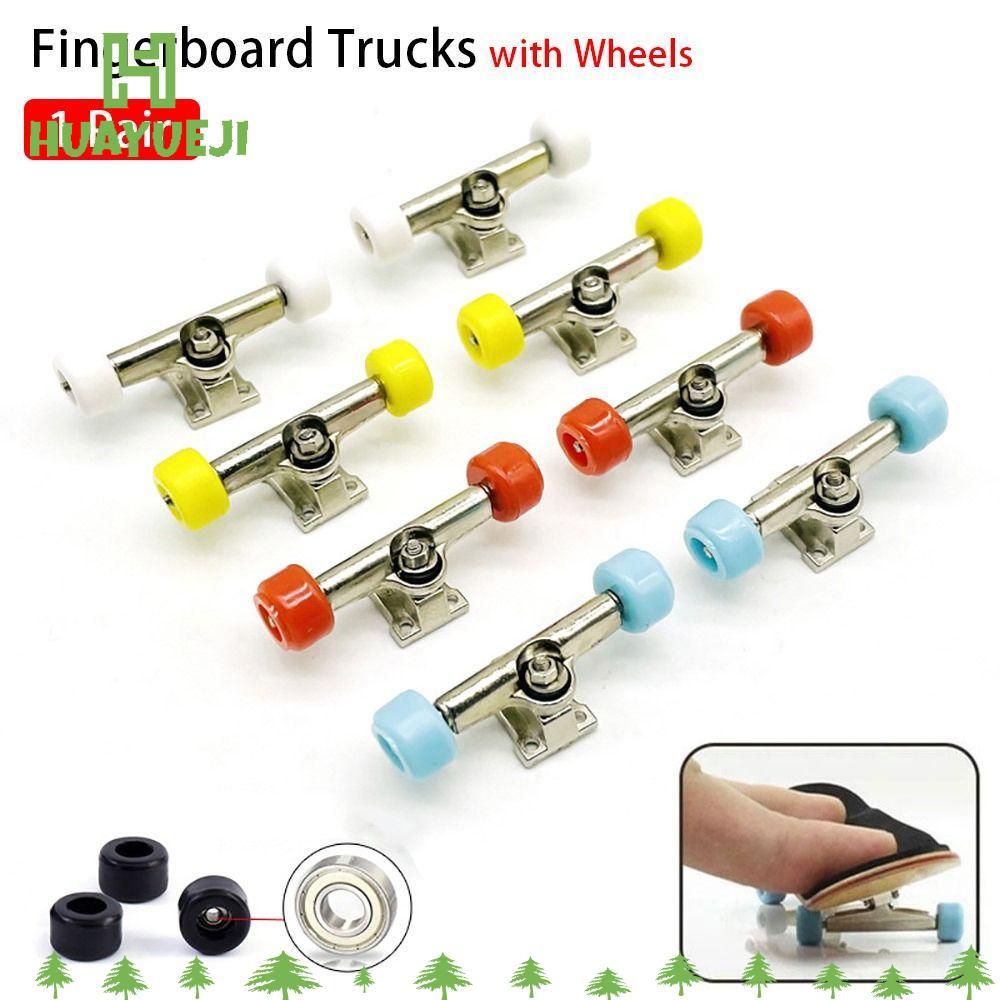 YUEJI 1 คู่ Fingerboard Truck Set สำหรับสะสมและงานอดิเรก พร้อมแบริ่งและเด็คฝาครอบ