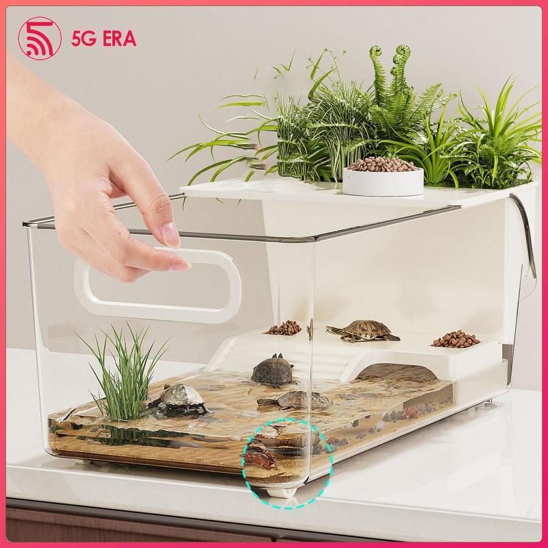 [Wishshopeezxh] Turtle Aquarium Breeding Amphibians Resting Climbing Box Turtle Terrarium Tortoise E