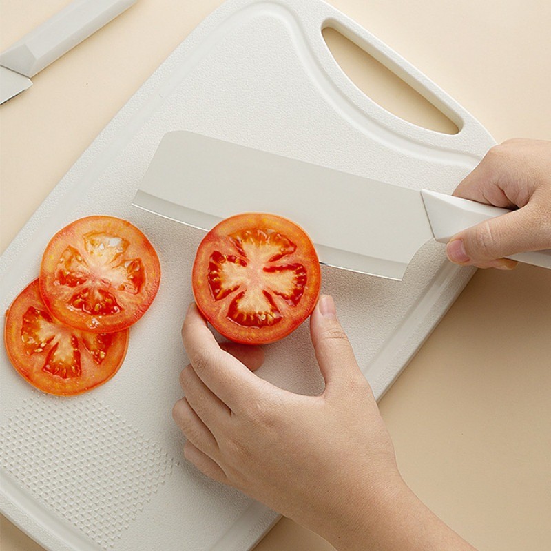 ชุดมีดสแตนเลส 5ชิ้น สำหรับครัว มีดผลไม้ กรรไกร ชุดเขียง มีดคม 4 ประเภท มาพร้อมเขียง1 สะดวกสบาย คุณภาพสูง ทนทาน - รูปที่ 2