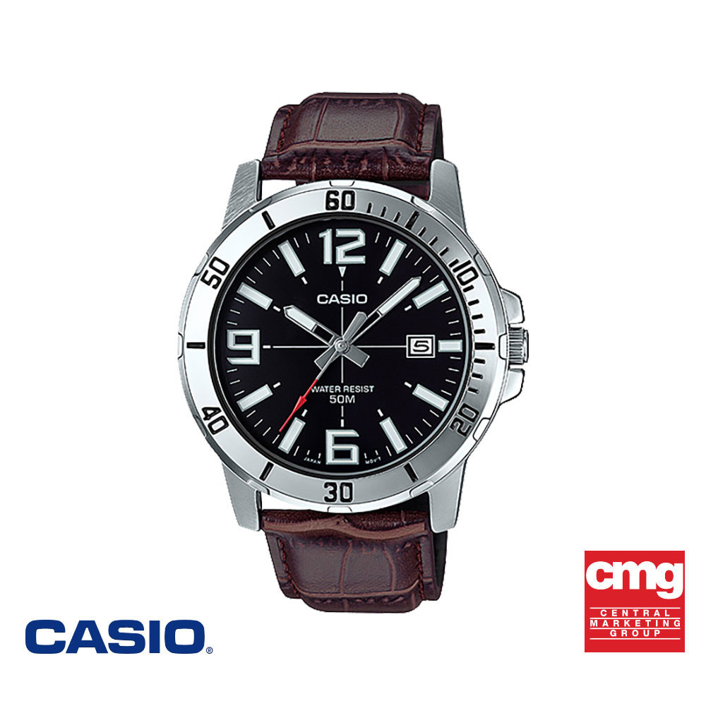 CASIO นาฬิกาข้อมือ CASIO รุ่น MTP-VD01L-1BVUDF สายหนัง สีดำ