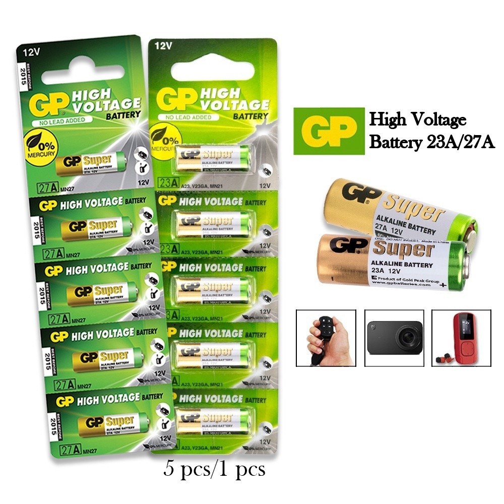 [1Card-5Pcs] GP 23A & 27A 12V แบตเตอรี่อัลคาไลน์/สัญญาณเตือนระยะไกลติดทนนาน