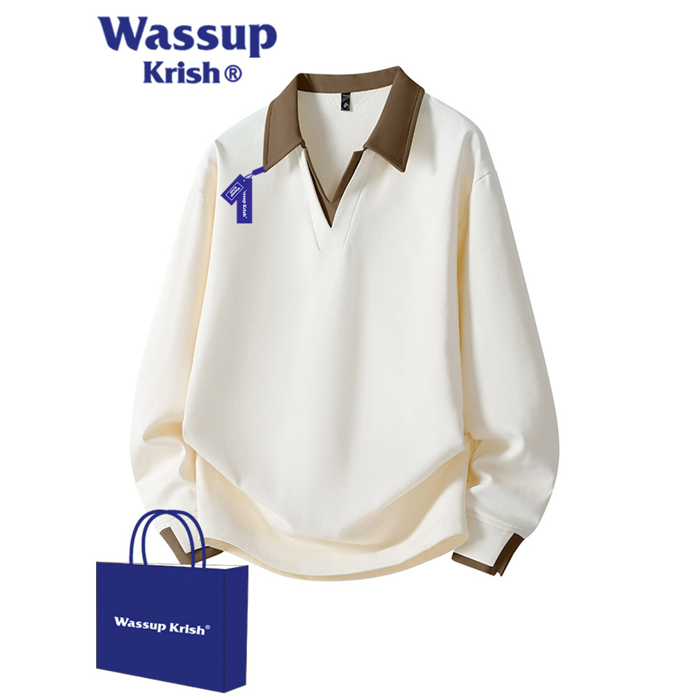เสื้อคอวีสองชิ้น WASSUP KRISH Apricot สำหรับผู้ชาย ฤดูใบไม้ร่วงปี 2025