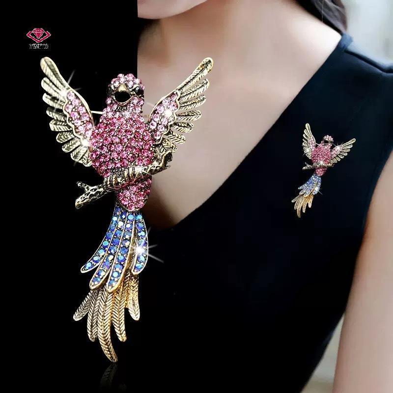 เข็มกลัดคริสตัลเต็ม hummingbird สไตล์หรู เหมาะสำหรับเสื้อโค้ตและเครื่องประดับ ของขวัญพิเศษ