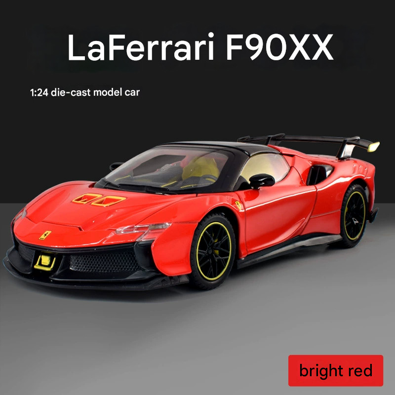 Ferrari LaFerrari F90XX 1:24 รถโมเดล Die-Cast - จําลอง Supercar สีแดงสดใส รถสะสม BT666