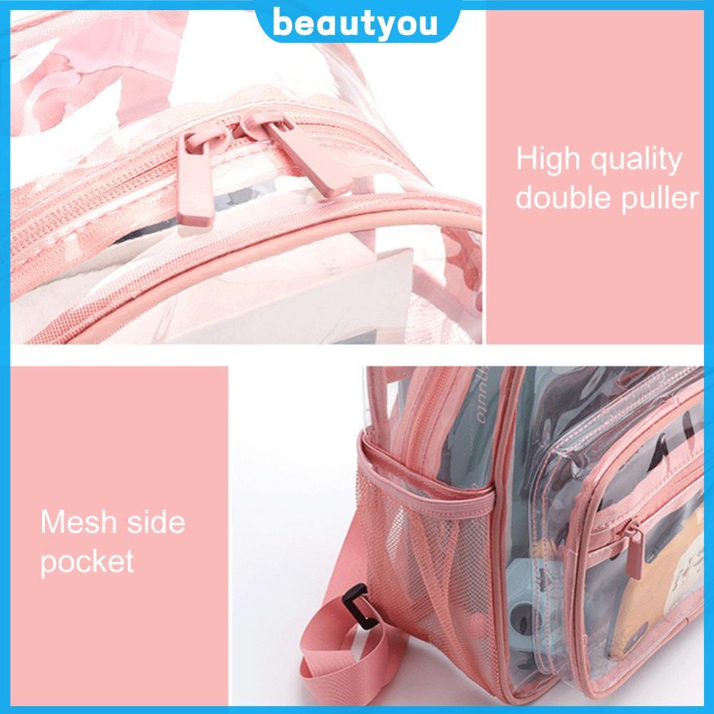 PVC กระเป๋าเป้สะพายหลังไหล่ใส Top-Handle College Student Waterproof Rucksack