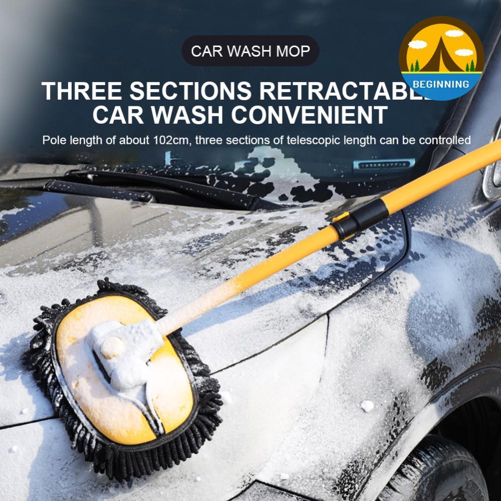 ᲦBE ไม้ถูพื้นซักผ้าอัตโนมัติ Telescoping Auto Detailing Mop Long Handle Car Care Cleaner Chenille Au