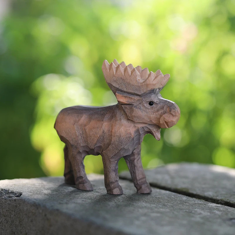 Handcrafted wood carving Home decorations desk accessories room decor Handmade Rhinoceros Statue Han