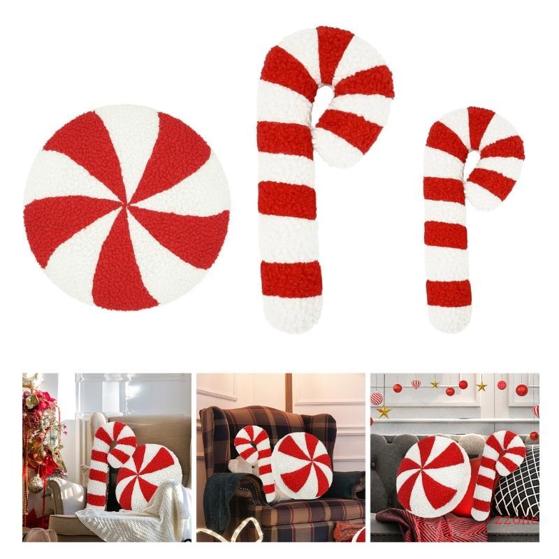 Zzz Christmas Candy Shape Plushie หมอนเบาะรองนั่งสําหรับการสนับสนุนที่สะดวกสบายและเชียร์ตามฤดูกาล Cr