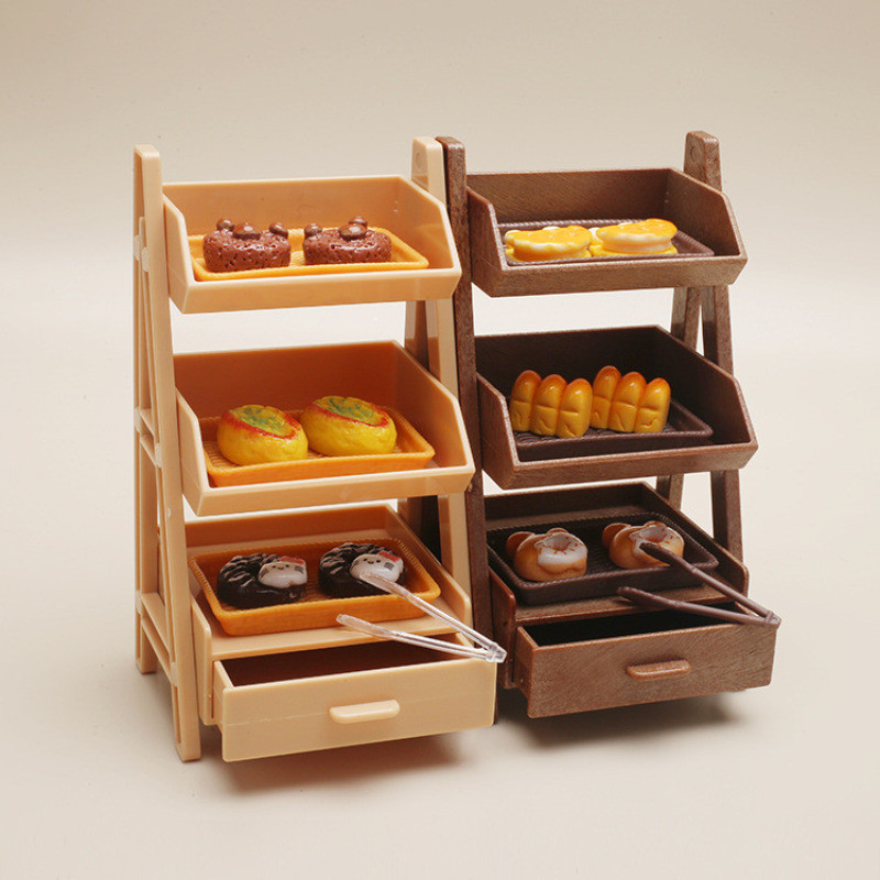 ของเล่นตู้เบเกอรี่จิ๋ว ดตู้แสดงขนมปังของเล่น อาหารเหมือนจริง อาหารของเล่น ชั้นวาง ชั้นวางพร้อมขนมปัง - รูปที่ 2